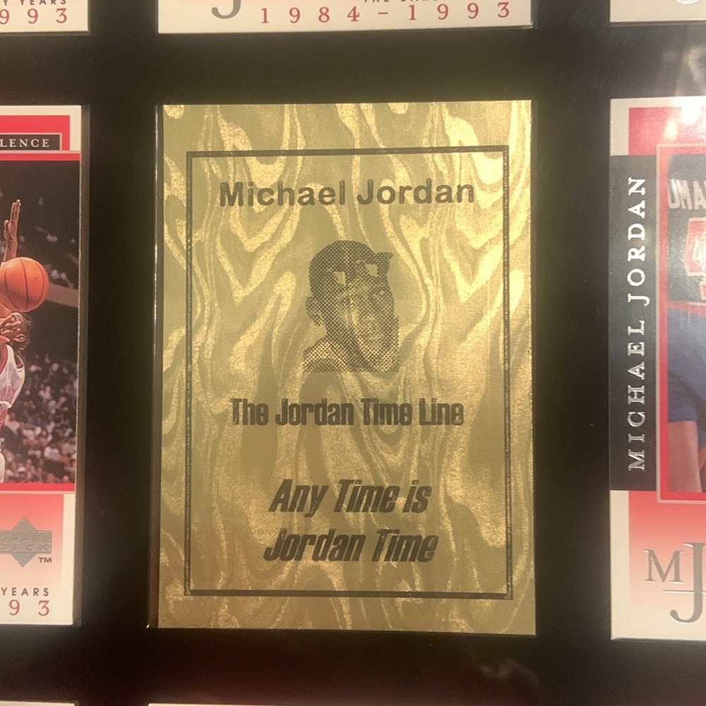 Michael Jordan 🏀 Timeline Card Display-Black & Gold Frame / Red Cards 1987-1994 - Picture 3 of 17